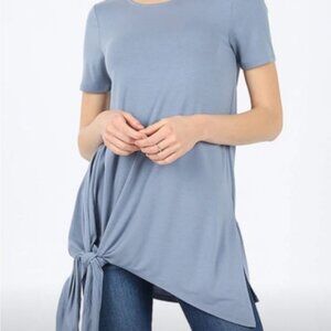 Women's Blue Knot-Front Top